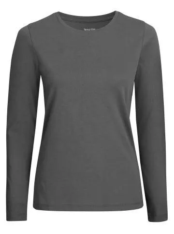 Women's Favourtie Long Sleeve Crew Neck Cotton Top in Ash