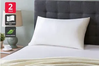 Ovela Set of 2 Mulberry Silk Pillowcases (White)