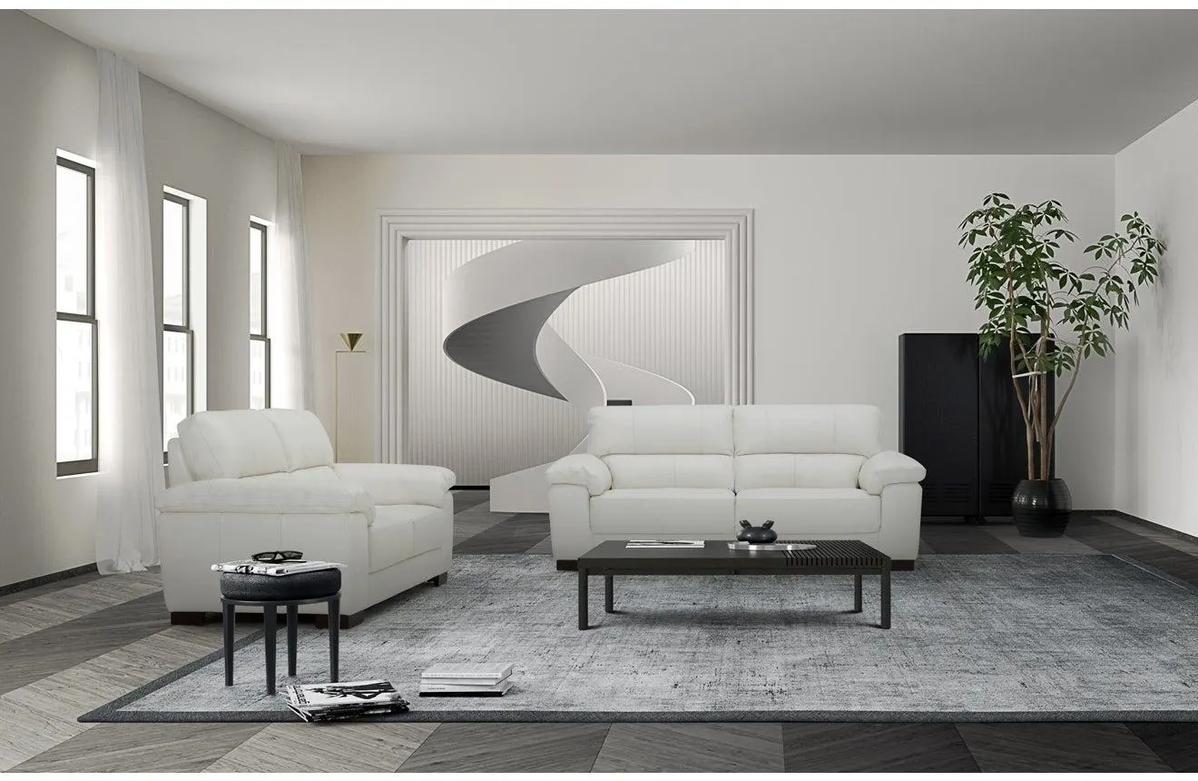 Syros 5 Seater Leather Lounge Suite - White