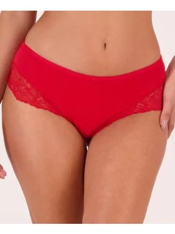 Women's Lace Trim Bikini Briefs in Red