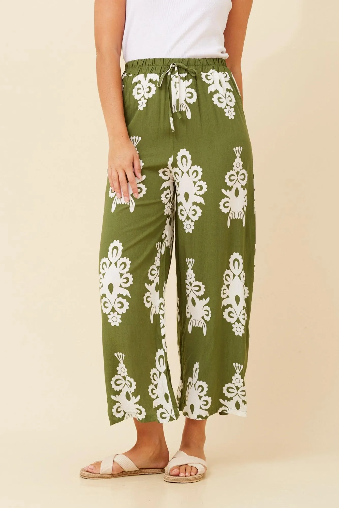 LIV ABSTRACT PRINT WIDE LEG PANTS
