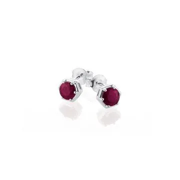 Sterling Silver Ruby Hexagon Studs