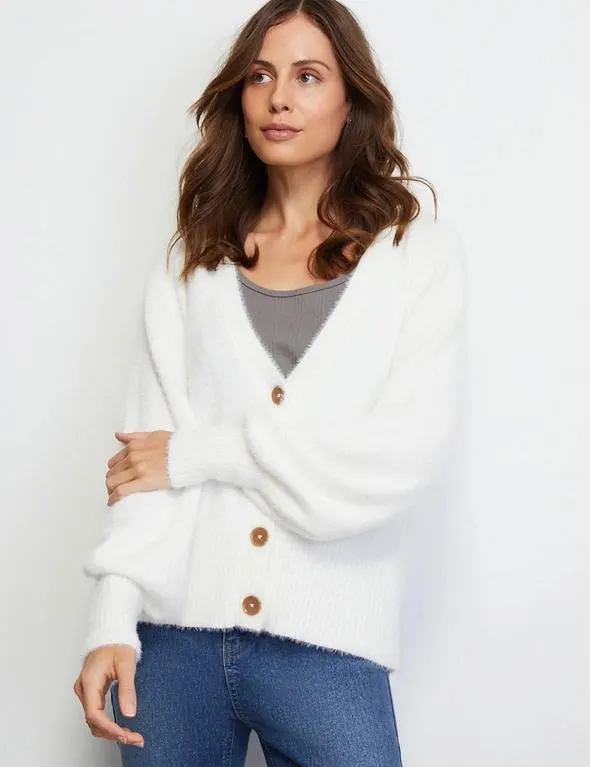 Liz Jordan Fluffy Button Cardi