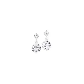 Silver Large CZ Drop On CZ Stud Earrings