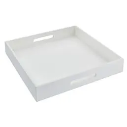 Momento Square Wooden Tray, White, 40cm