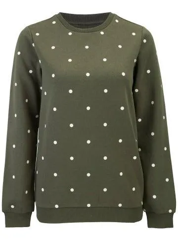 Women's All Over Print Crew Sweat in Khaki Spot