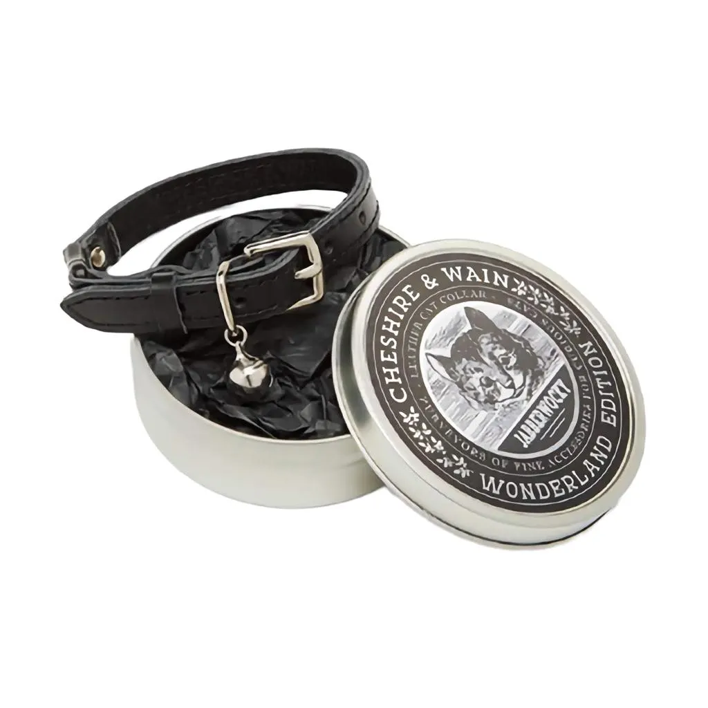 Jabberwocky Wonderland Edition Leather Cat Collar - Black