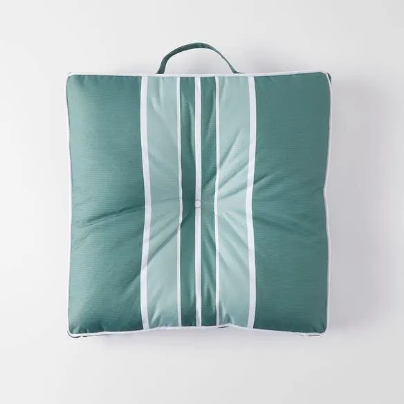 Panama Striped Outdoor Chair Pad - Jade Eucalyptus