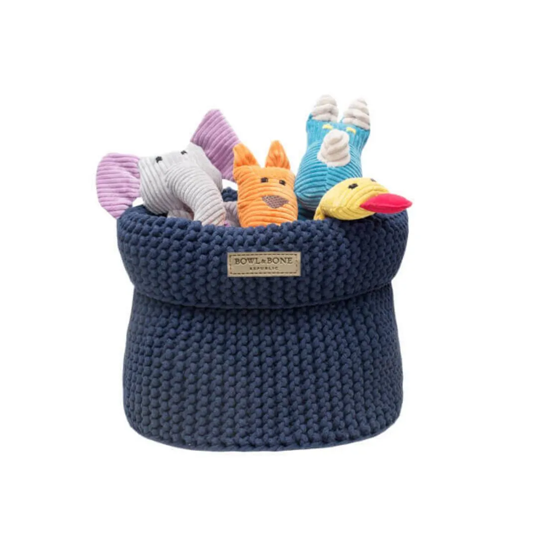 Cotton Basket For Dog Toys - Navy