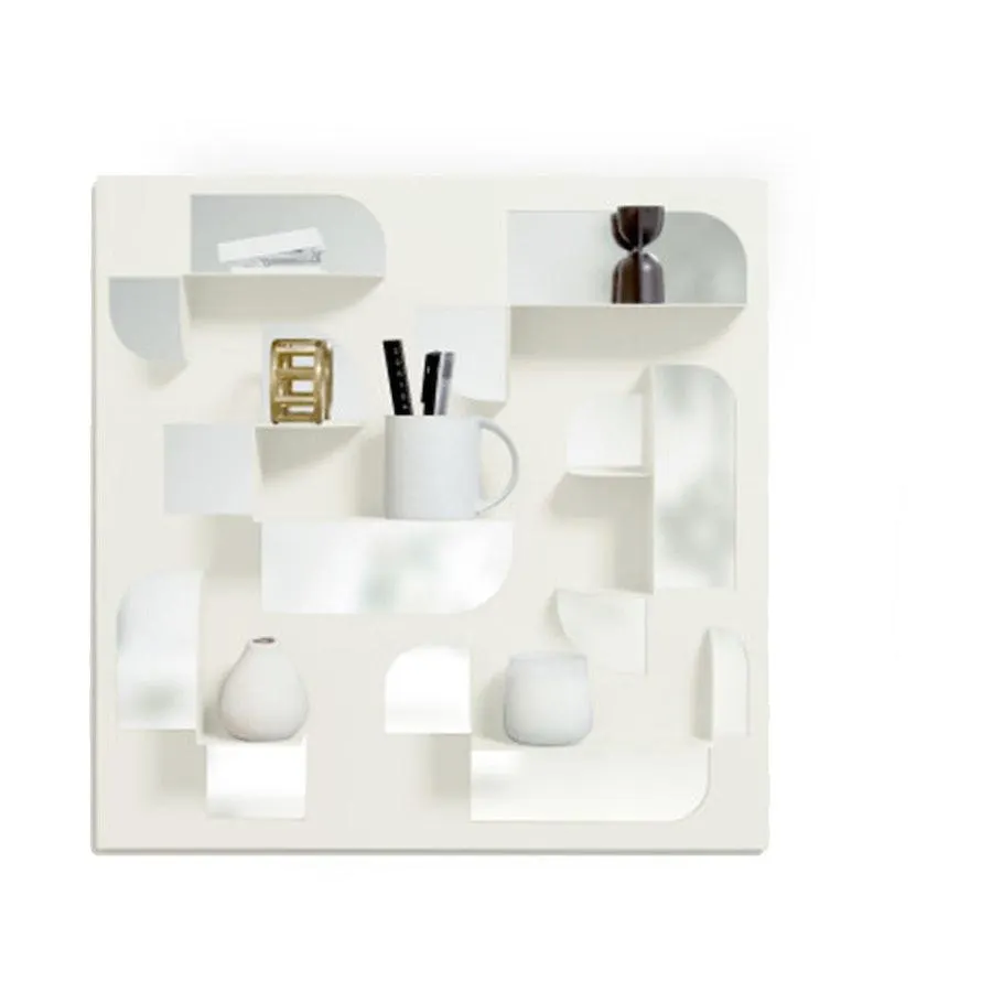 Umbra Bend Mirror with Shelves Grey