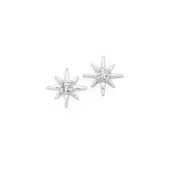 Sterling Silver Cubic Zirconia Star Studs