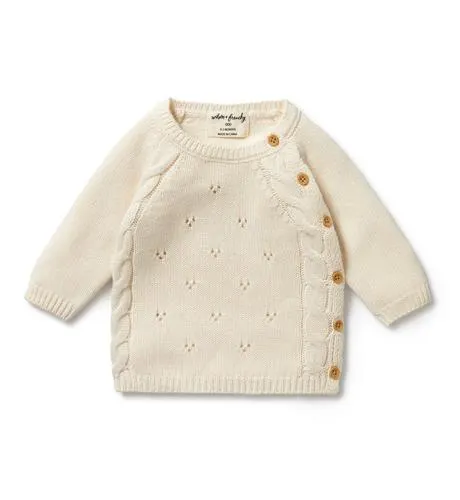 Wilson & Frenchy Ecru Knitted Pointelle Kimono Cardigan