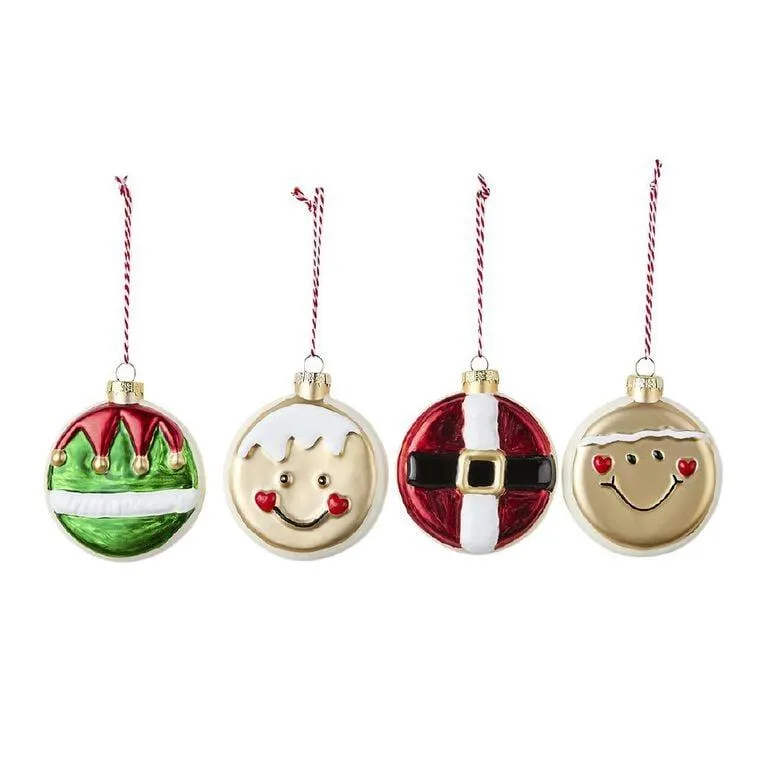 Wonderland Fun Festive Cookie Christmas Tree Decorations 8cm 4 Pack