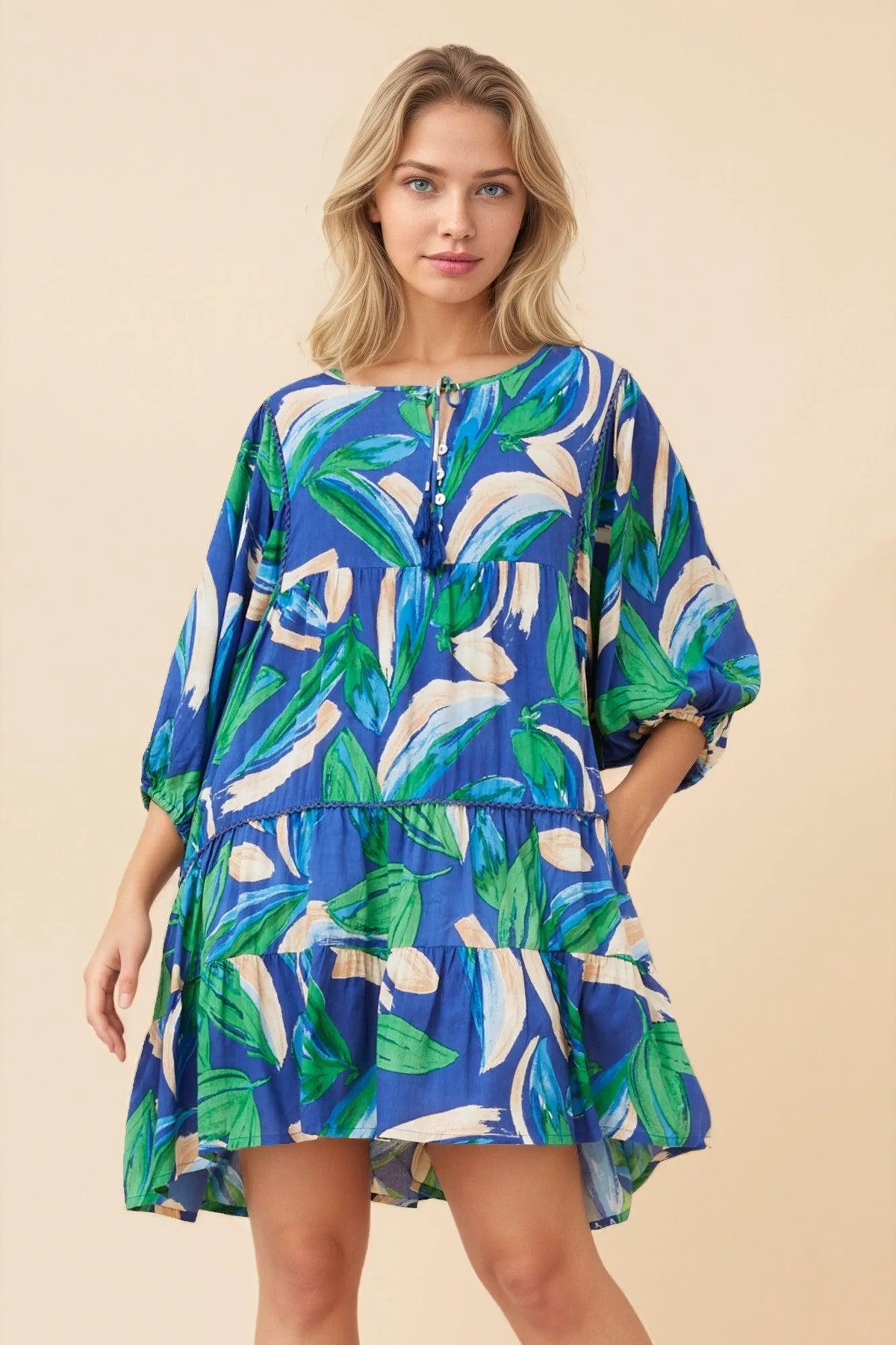 KALINDA LEAF PRINT DRESS