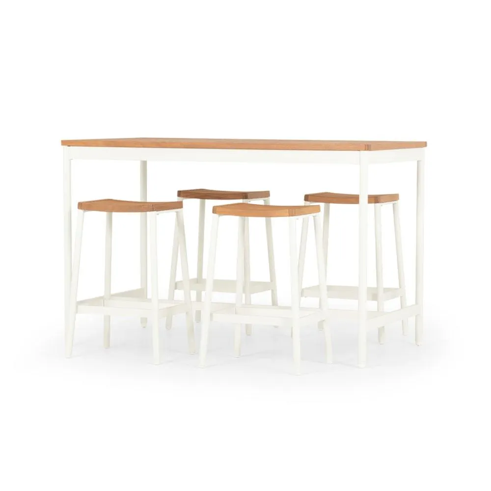 Cayman 5 Piece Outdoor Bar Set, White