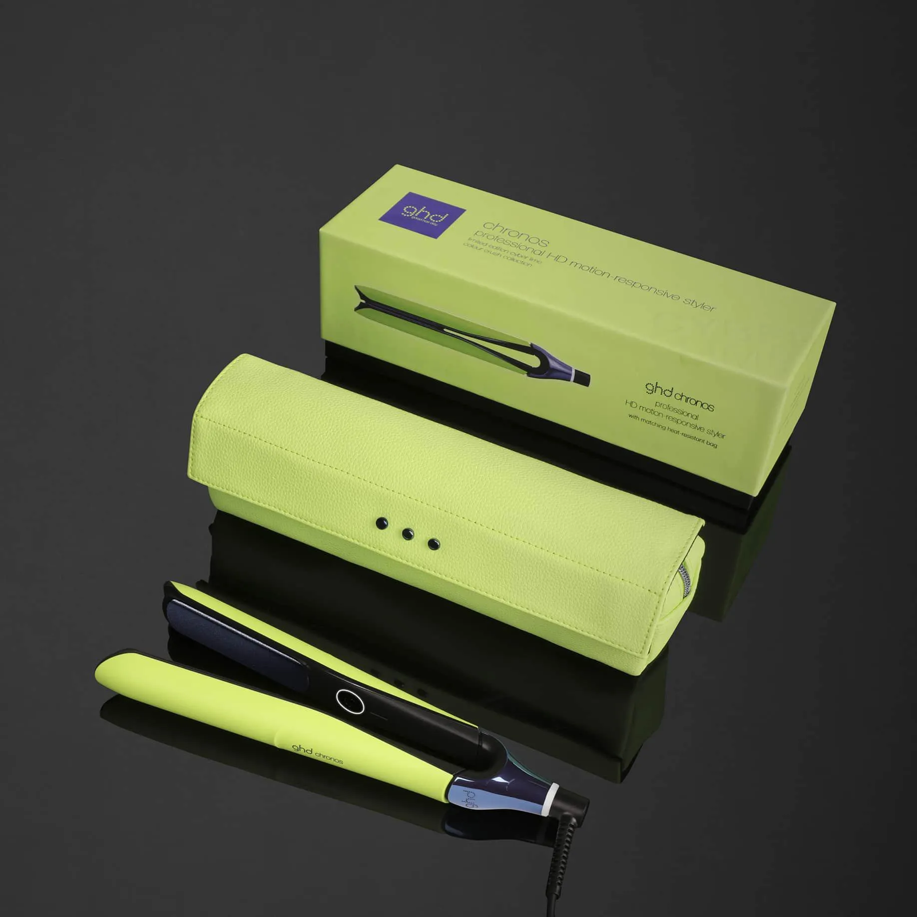 NEW GHD CHRONOS HAIR STRAIGHTENER IN CYBER LIME