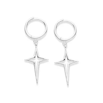 Sterling Silver Cross Hoops