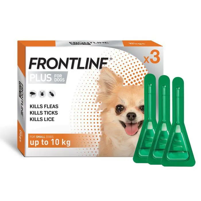 Frontline Plus Flea Treatment For Small Dogs Under 10kg 3 Pack