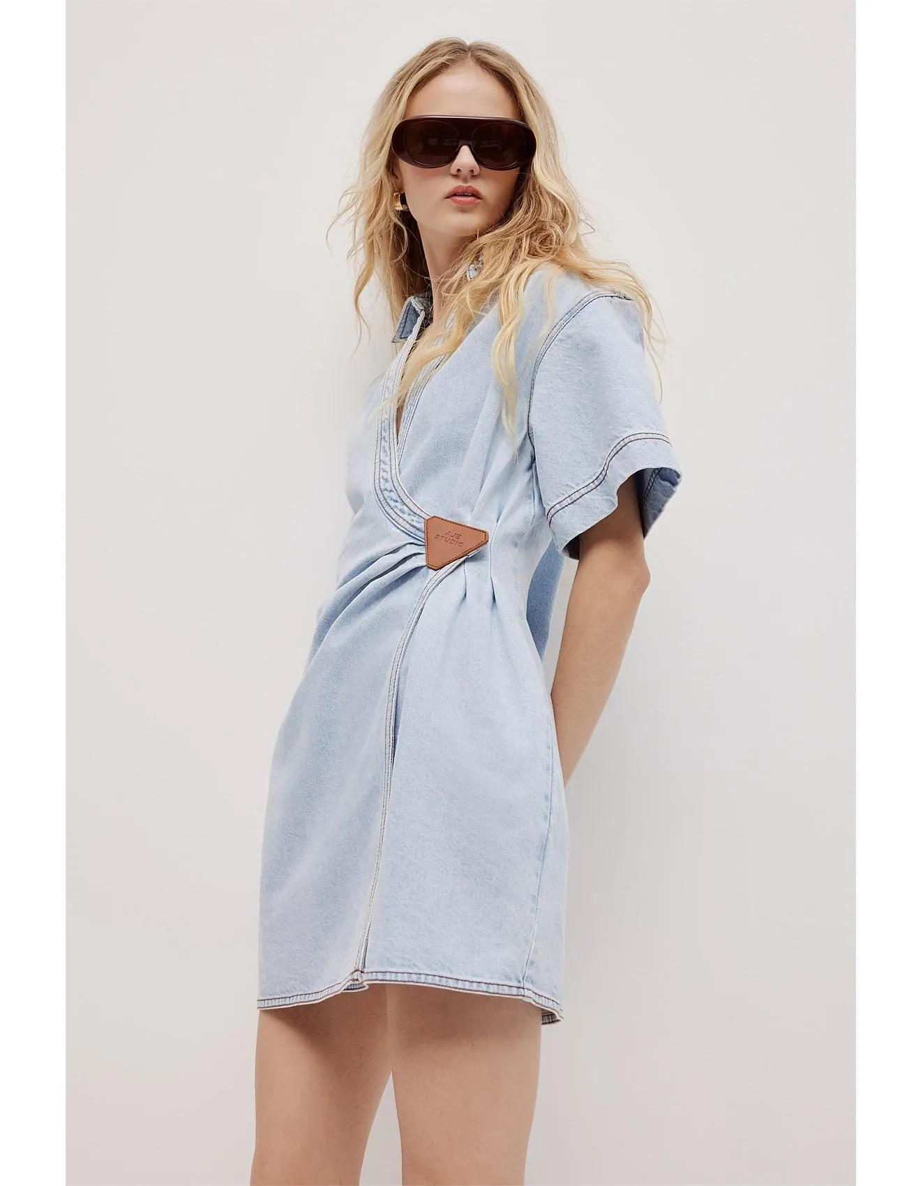 ZELLA DENIM WRAP MINI DRESS