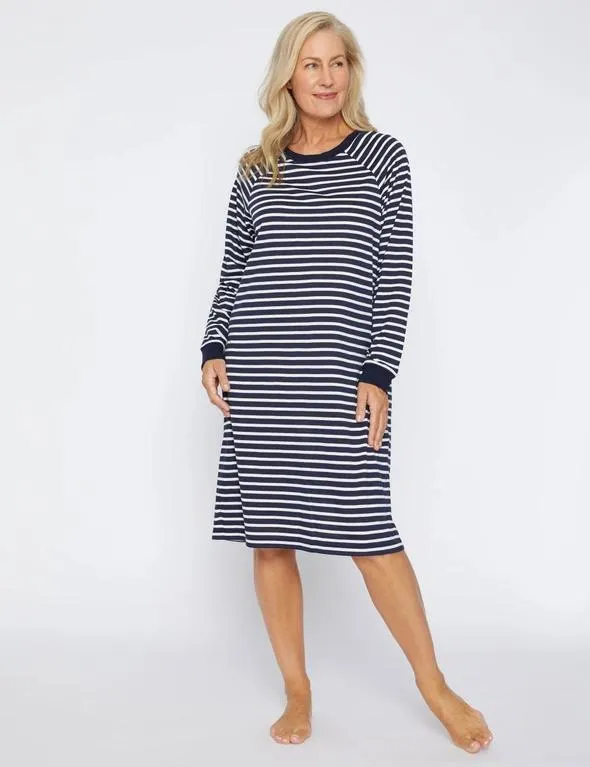 Millers Long Sleeve Crew Neck Stripe Nightie
