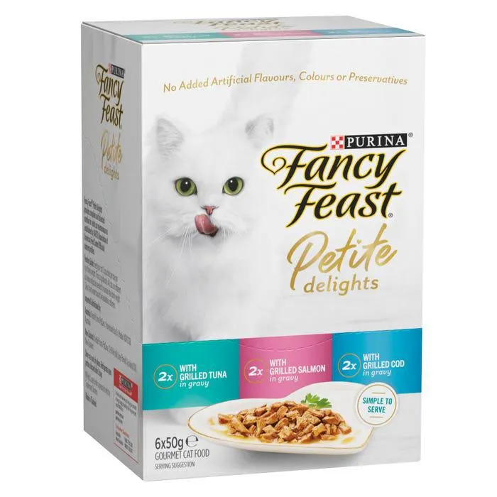 Fancy Feast Petite Delights Tuna Salmon Cod Multipack 6x50g