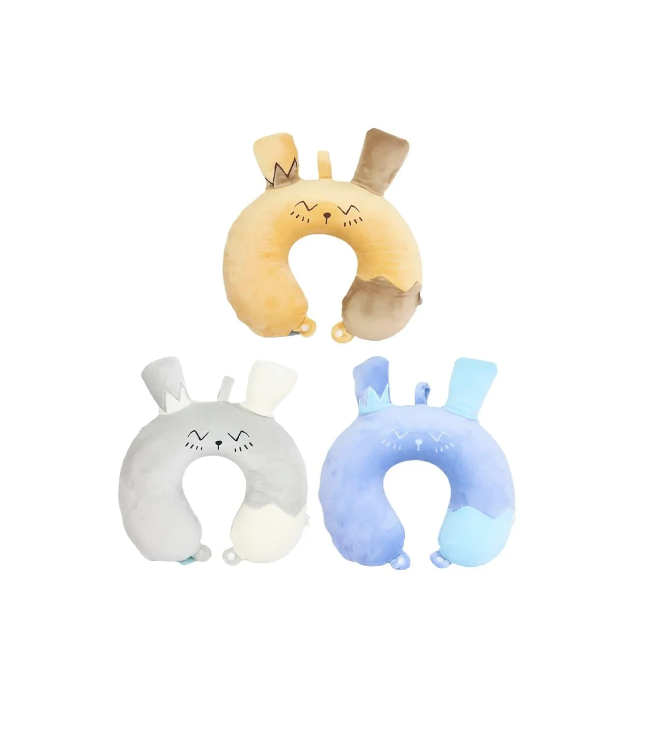 Animal Ear Travel Pillow 3 Colors Assorted