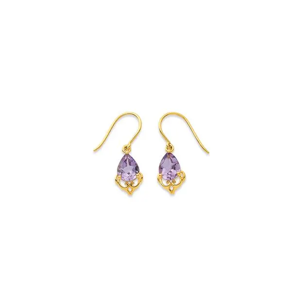 9ct Pink Amethyst Hook Earrings