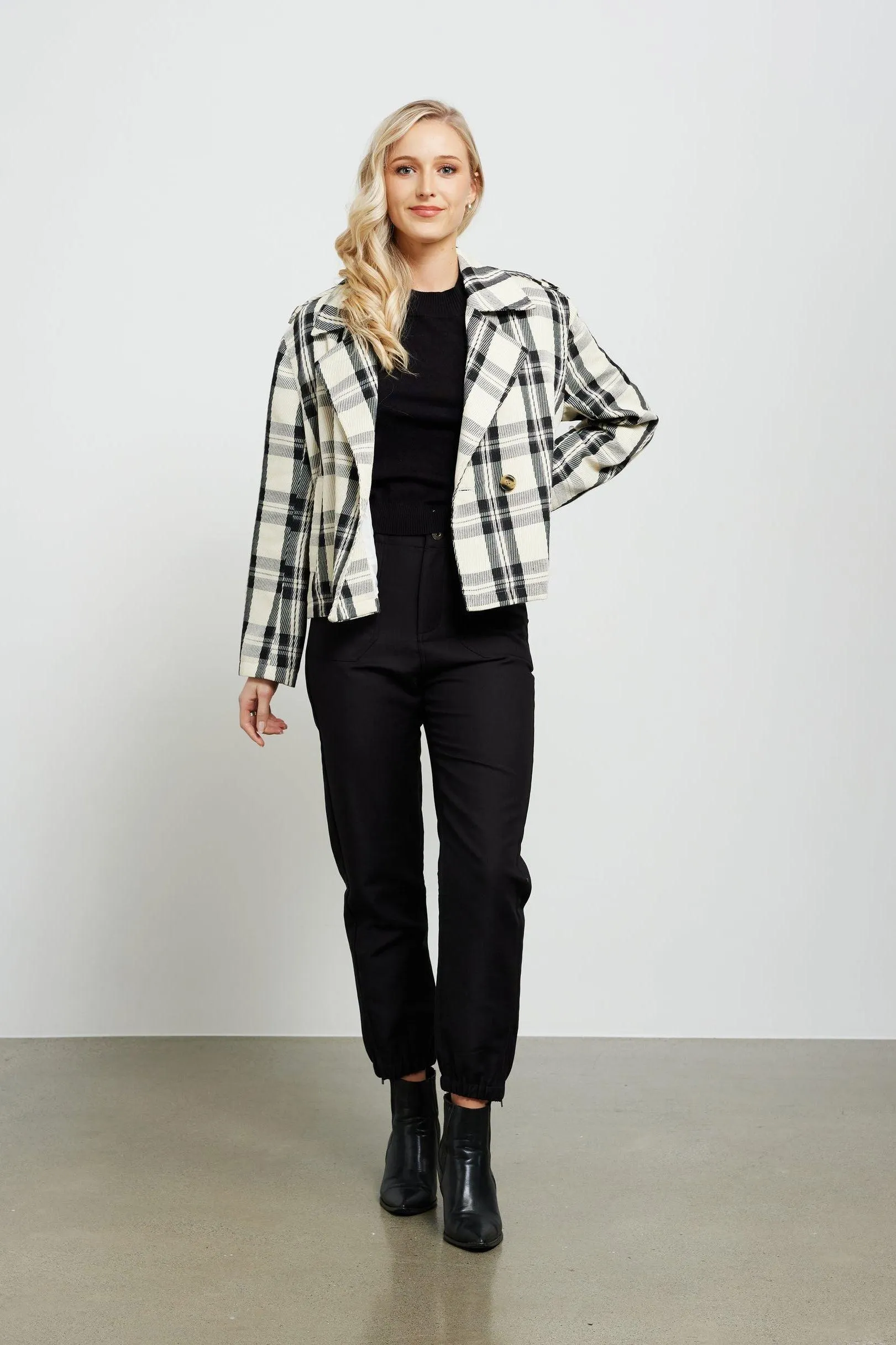 Dylan Jacket | Ivory/Black Plaid
