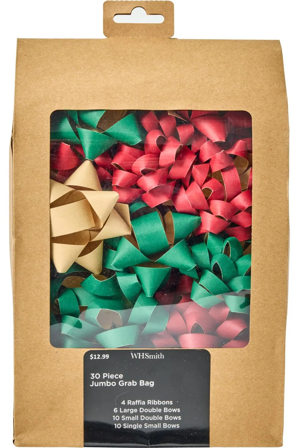 WHSmith Christmas Accessories Raffia & Kraft Pack of 30