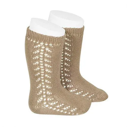 Condor Side Openwork Knee High Sock - Camel (326)