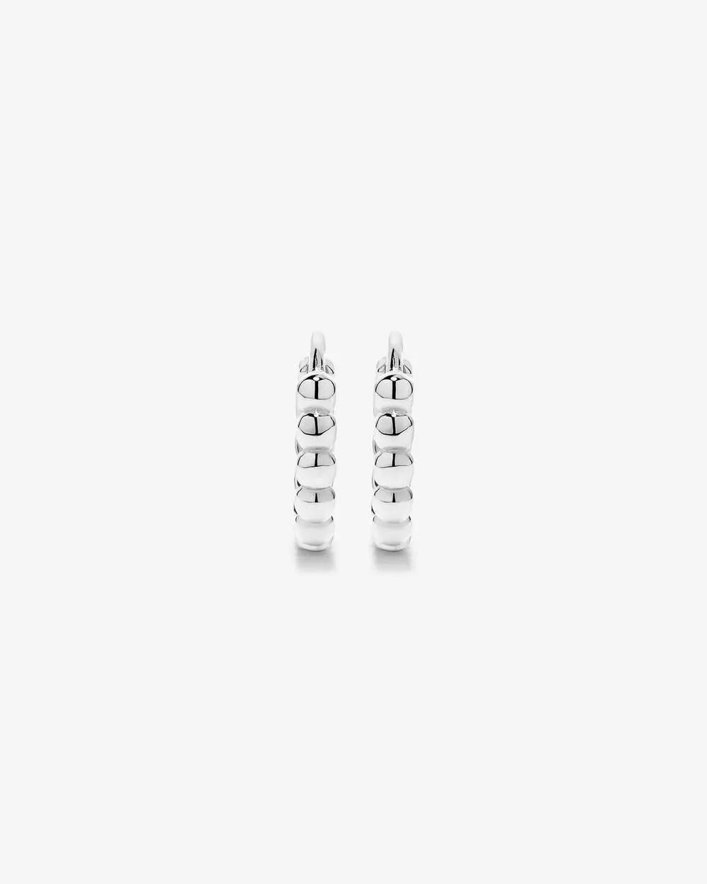 12mm Medium Beaded Huggie Earrings in Sterling Silver