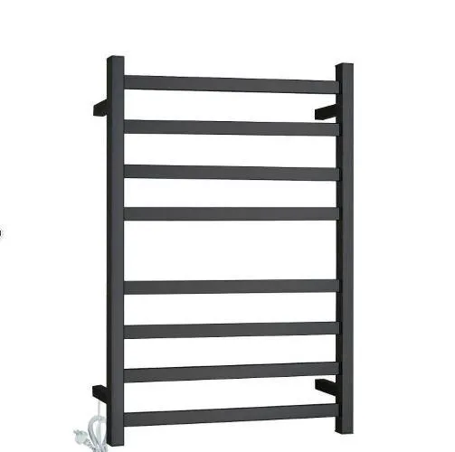 HTLSQ8B Square Heated Towel Rail 8 Bars Black