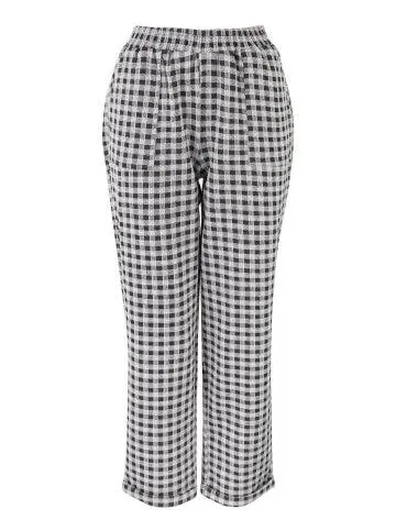 Women's Checked Cuff Joggers in Black / Natural Check