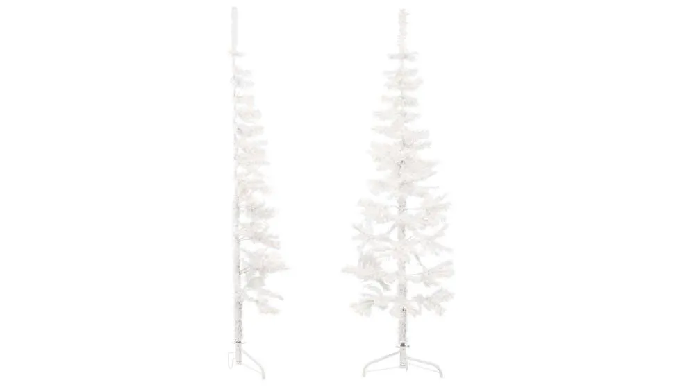 vidaXL Artificial 180cm Slim Half Christmas Tree with Stand - White