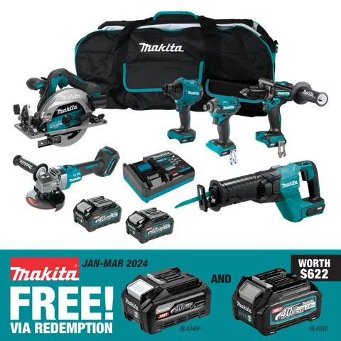 Makita XGT Cordless Combo Kit Brushless 205G 6pc 40V 4Ah