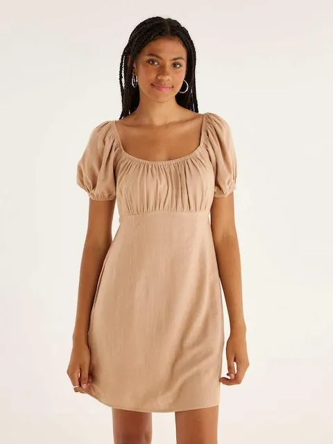 Positano Linen Blend Empire Mini Dress