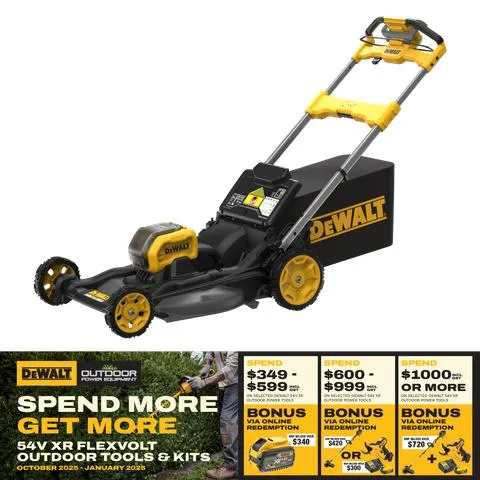 DeWalt FLEXVOLT Lawn Mower 21in/530mm Self Propelled 54V 15Ah