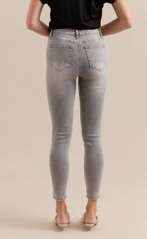Silver Wash Button Fly Skinnys