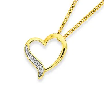 9ct, Diamond Heart Pendant