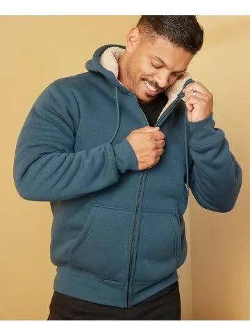 Men's Sherpa Hoodie in Deep Teal
