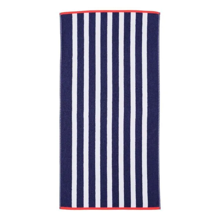 Emerald Hill Cove Stripe Beach Towels Blue 68 x 137 cm