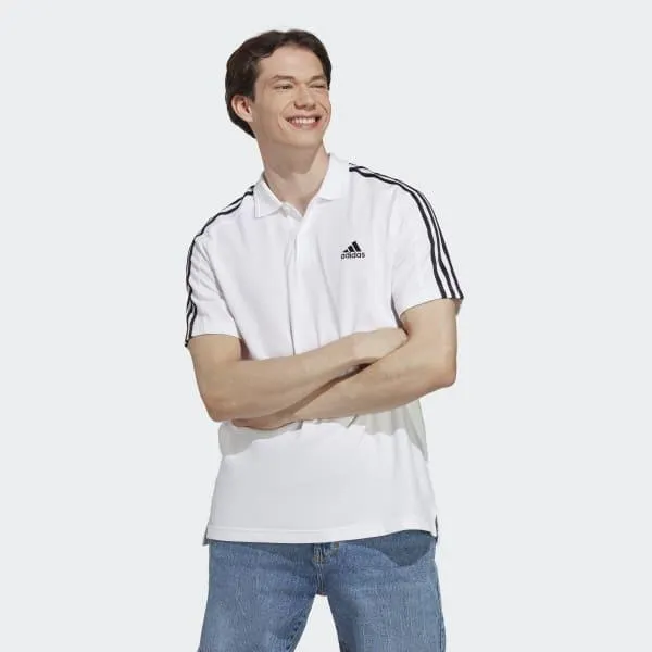 Essentials Piqué Embroidered Small Logo 3-Stripes Polo Shirt