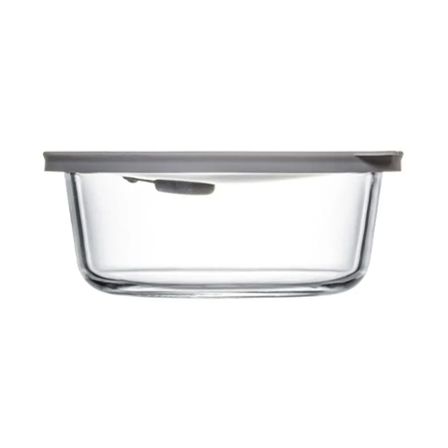 ClickClack Cook+ Round 0.6L Heatproof Glass Container Grey