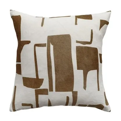 Elle linen cushion cover 50cm coffee bean