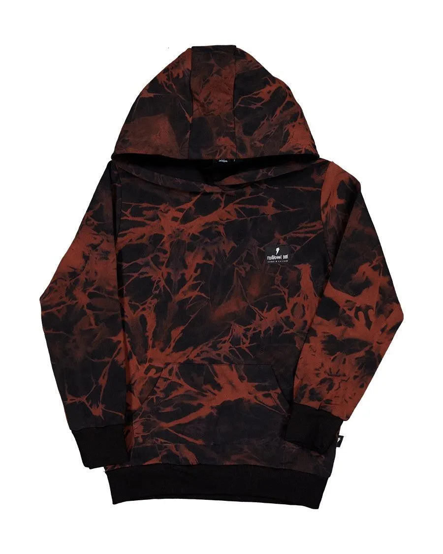 RADICOOL - BLACK & RUST TIE DYE POCKET HOOD