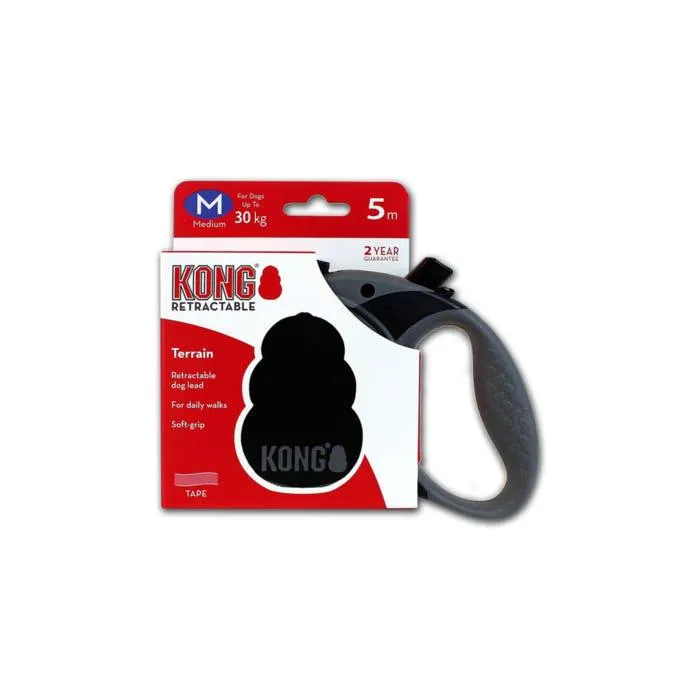 Kong Retractable Lead Terrain Medium Black 5m 30kg