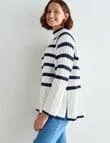 Zest Rib Mock Neck Jumper, Navy & Ivory