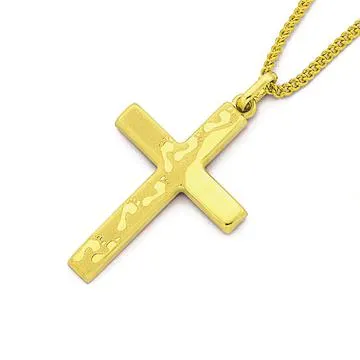 9ct 24mm Footprints Cross Pendant with Verse on Back