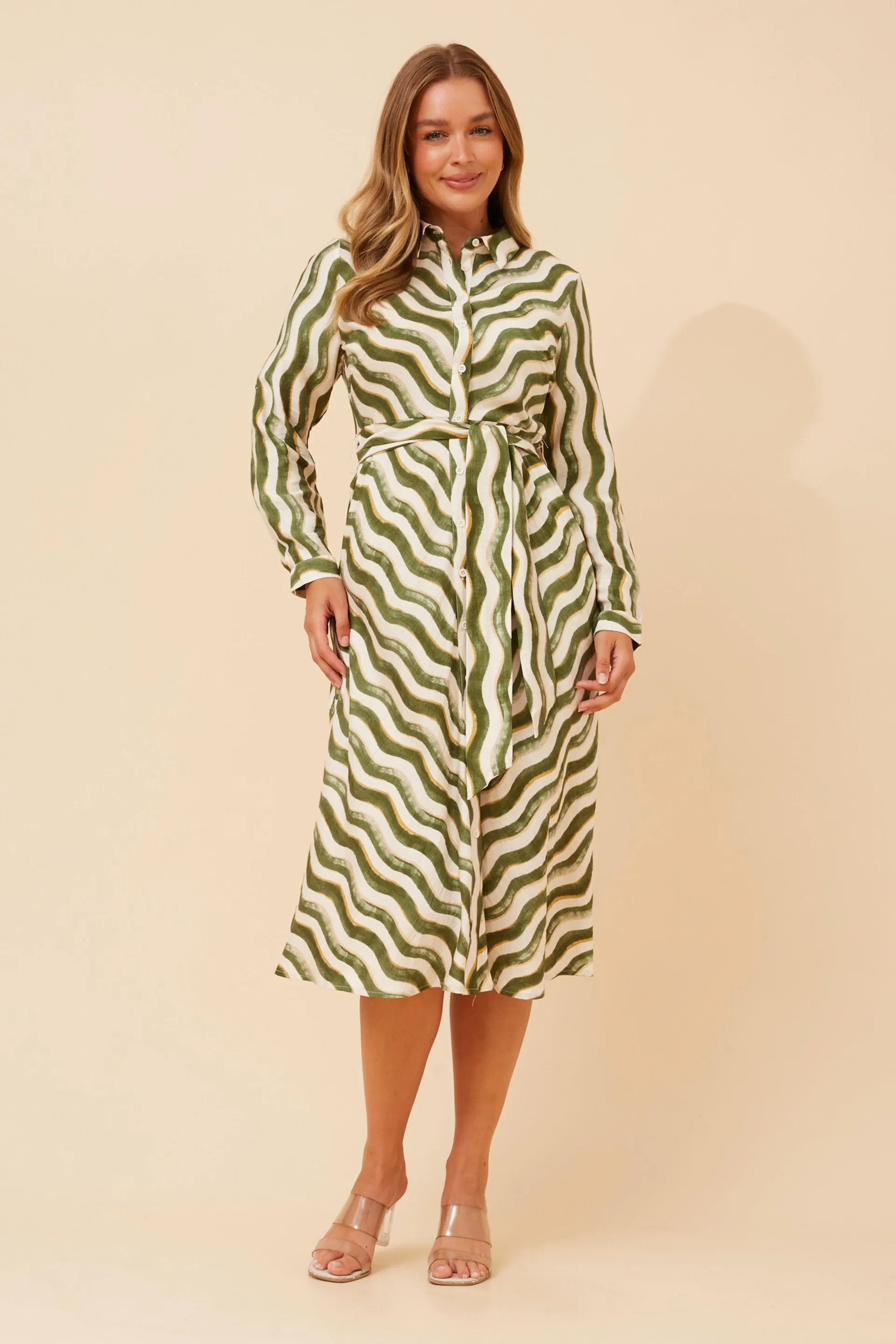 ALLIE STRIPE PRINT SHIRT DRESS