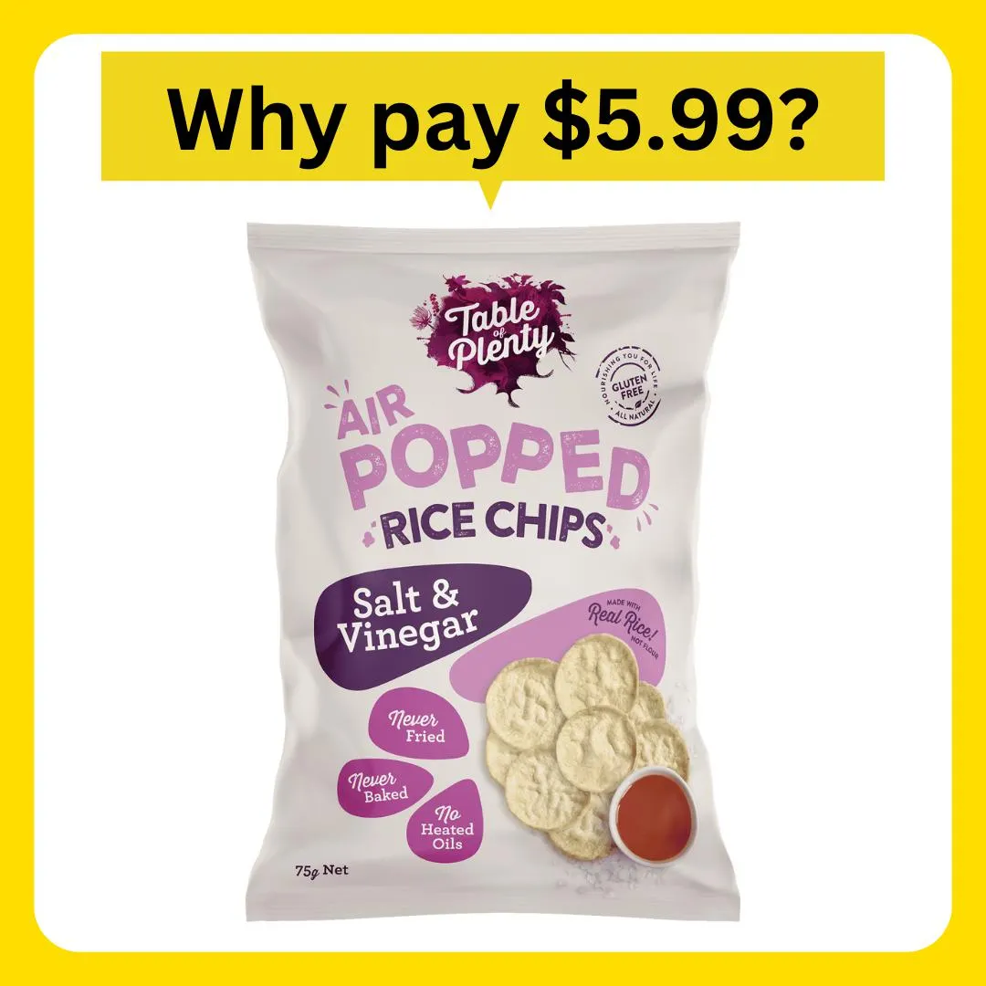 Table of Plenty Air Popped Rice Chips Salt & Vinegar 75g